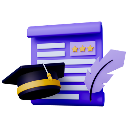 교육 증명서  3D Icon