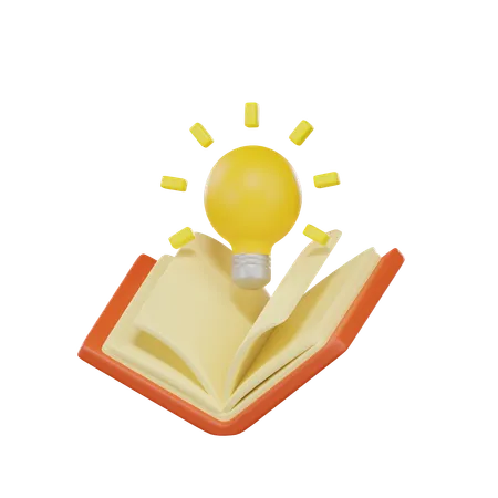 Book With Glowing Lightbulb 3 D Render 3D Icon