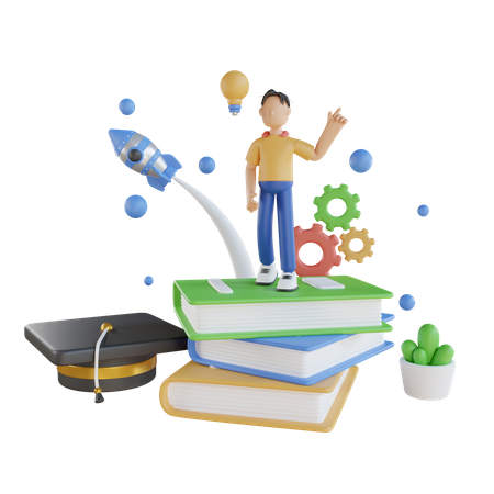 Education Startup 3D Illustration