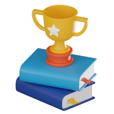 Embark On Journey Of Knowledge And Success Perfect Blend Of Trophy And Book Symbolizes Academic Accomplishment And Victory 3 D Render Illustration 3D Icon