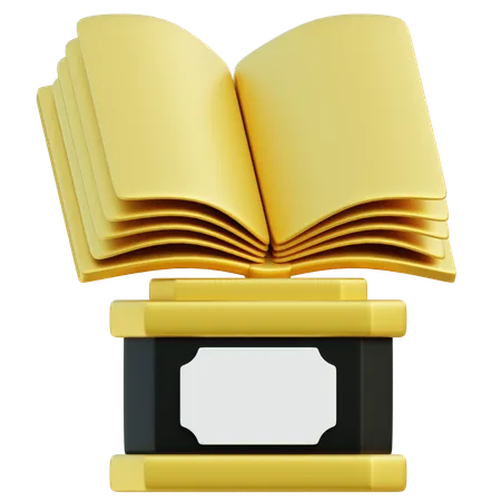 3 D Rendering Of A Golden Trophy With An Open Book Atop Representing Academic Success And Educational Achievements 3D Icon