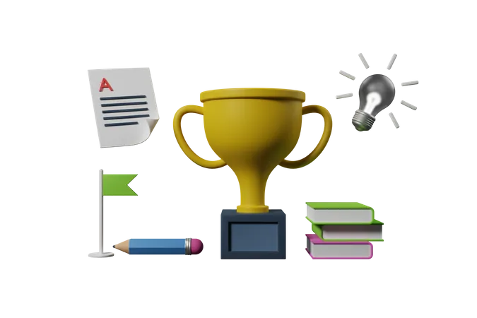 Education Trophy  3D Illustration