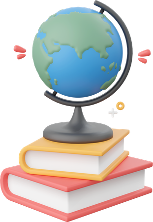 Educational Globe With Books  3D Icon