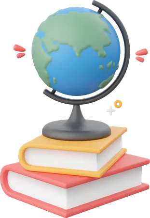 Educational Globe With Books 3 D Illustration Elements Of School Supplies 3D Icon