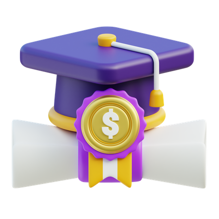 Educational Investment Concept With Graduation Cap  3D Icon