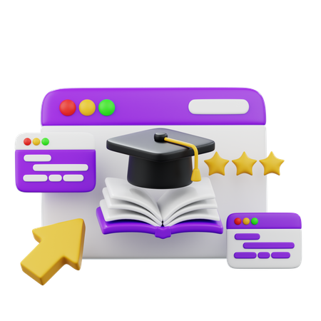 Educational Online Learning Platform  3D Icon