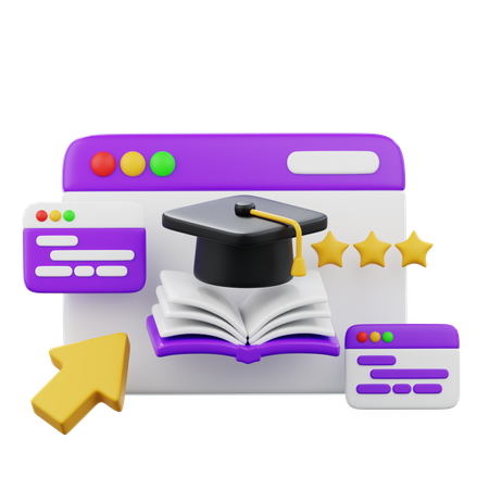 Educational Online Learning Platform  3D Icon