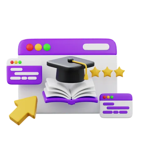 Educational Online Learning Platform  3D Icon