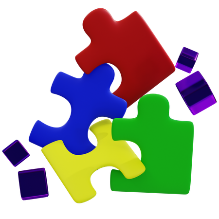 Educational Puzzle Pieces Assembly  3D Icon