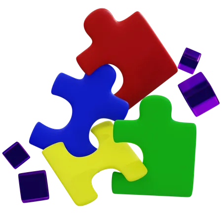 Educational Puzzle Pieces Assembly  3D Icon