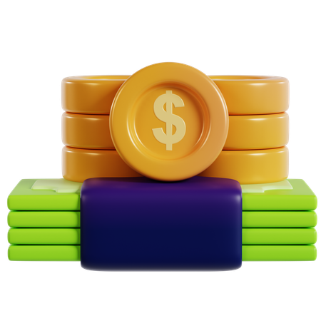 Crecimiento financiero en efectivo y monedas de oro  3D Icon