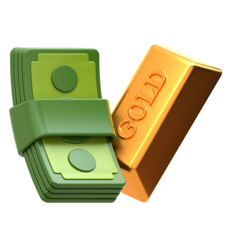 Efectivo y oro  3D Icon