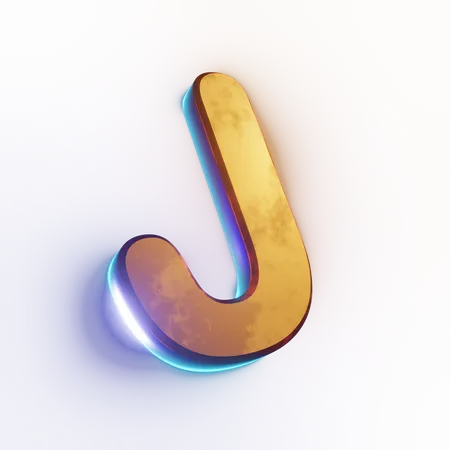 Texto con efecto de letra 'J' mayúscula  3D Icon