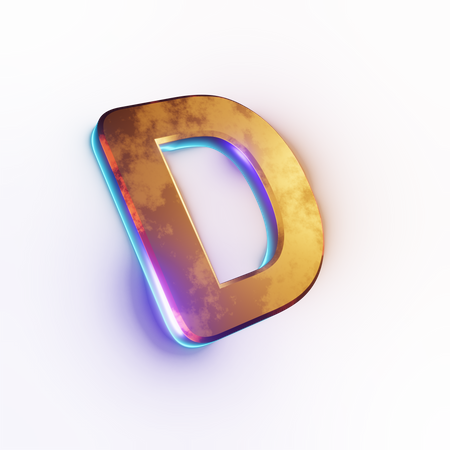 Texto con efecto de letra 'D' mayúscula  3D Icon