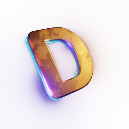 Texto con efecto de letra 'D' mayúscula  3D Icon