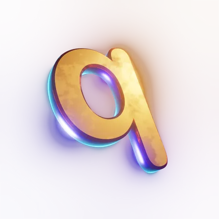 Efeito de texto com letra minúscula 'q'  3D Icon