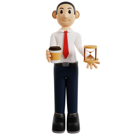 Efficient Businessman With Coffee  3D Illustration