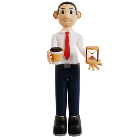 Efficient Businessman With Coffee  3D Icon