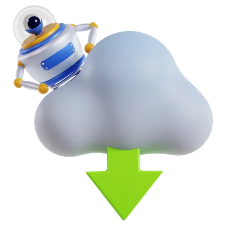 Efficient Cloud Download  3D Icon