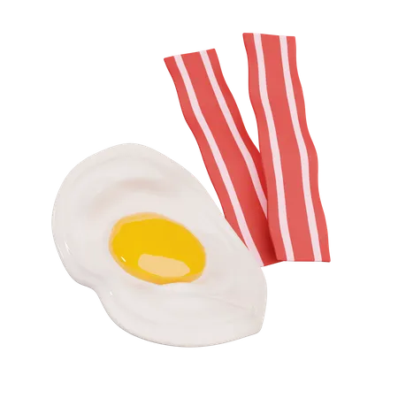 Egg And Bacon  3D Illustration
