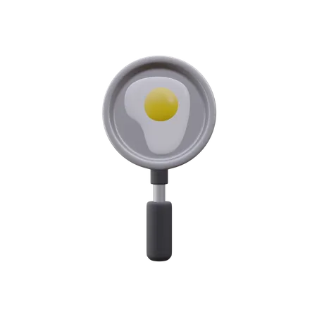 Egg On Frying Pan  3D Icon