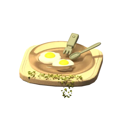 Egg On Plate  3D Icon