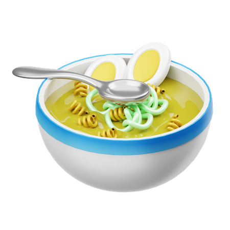 Egg Soup Bowl  3D Illustration