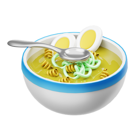 Egg Soup Bowl 3D Illustration