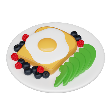 Egg With Avocado And Berries  3D Icon