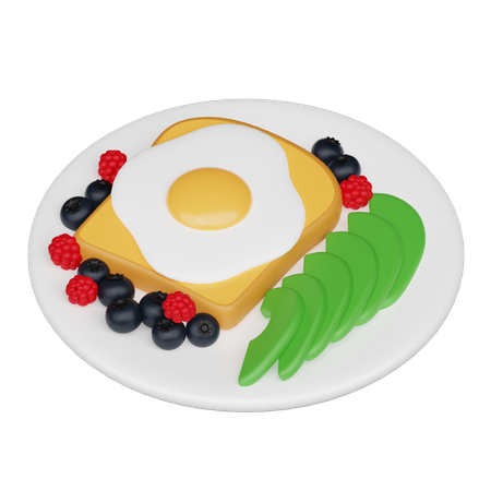 Egg With Avocado And Berries  3D Icon