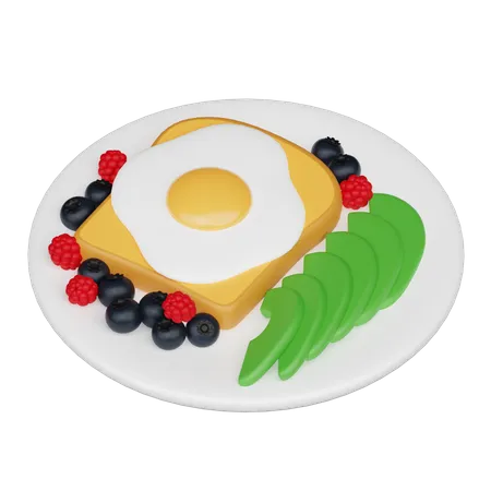 Egg With Avocado And Berries  3D Icon