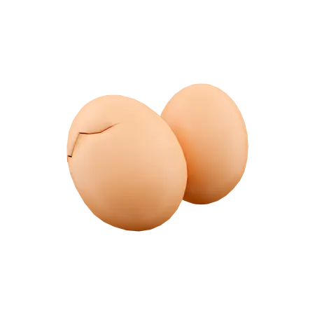3 D Render Eggs 3 D Rendering Eggshell Cracking Stages 3 D Render Two Eggs On White Background 3D Icon