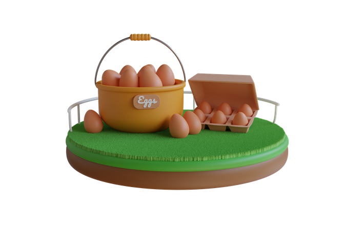 Eggs Basket  3D Illustration