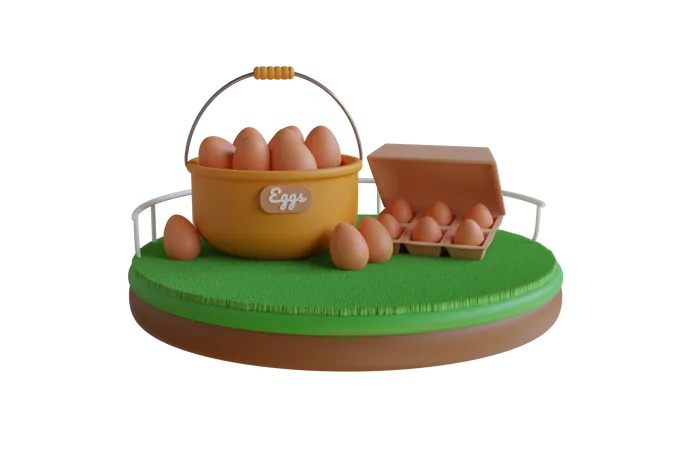 Eggs Basket  3D Illustration