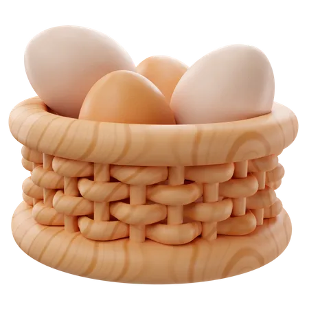 Adorable 3 D Rendering Of A Basket Eggs Icon 3D Icon