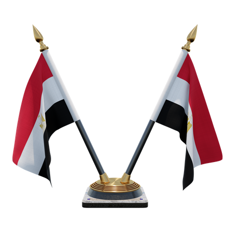 Egypt Double Desk Flag Stand  3D Icon