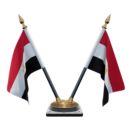 Egypt Double Desk Flag Stand  3D Flag