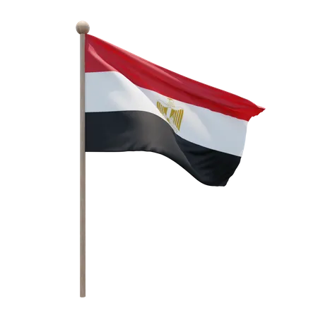 Egypt Flag Pole  3D Flag