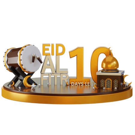 Eid al fitr faltam 10 dias  3D Illustration