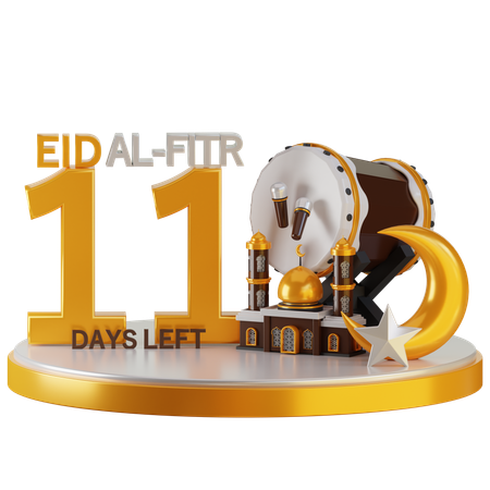 Eid Al Fitr 11 Days Left  3D Illustration