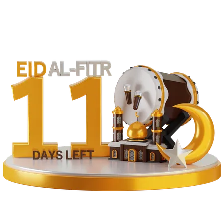 Eid al fitr faltam 11 dias  3D Illustration