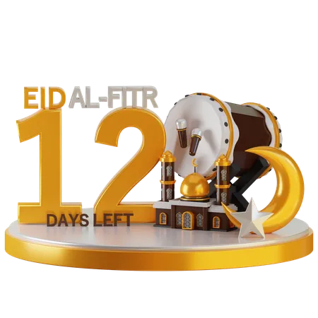 Eid Al Fitr 12 Days Left  3D Illustration