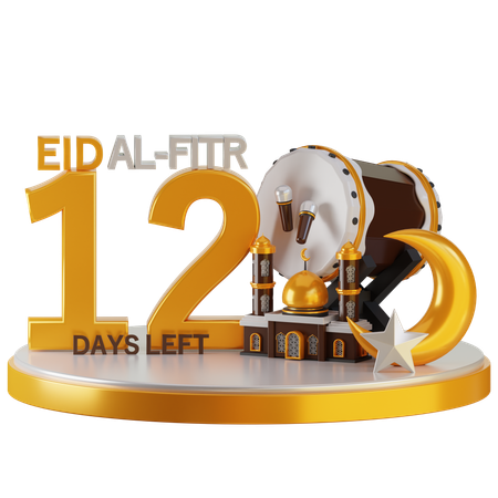 Eid al fitr il reste 12 jours  3D Illustration