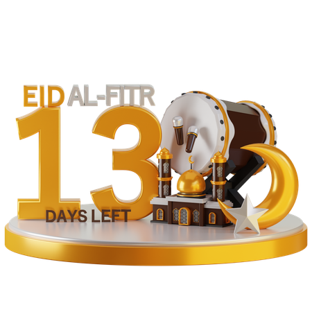 Eid Al Fitr 13 Days Left  3D Illustration