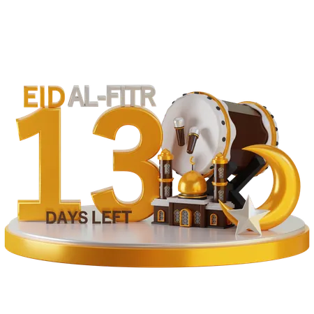 Eid al fitr faltam 13 dias  3D Illustration