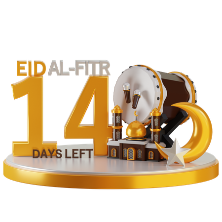 Eid Al Fitr 14 Days Left  3D Illustration