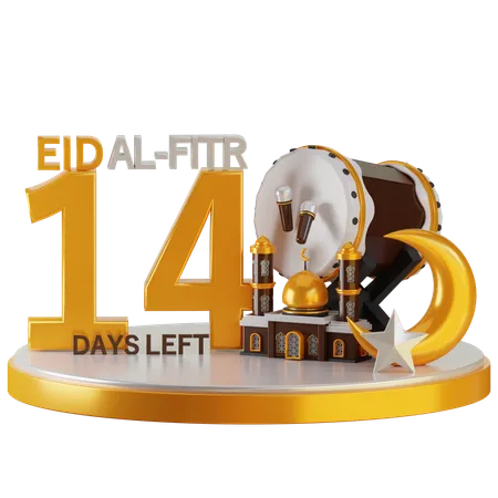 Eid Al Fitr 14 Days Left  3D Illustration