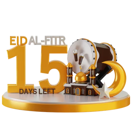 Eid Al Fitr 15 Days Left  3D Illustration