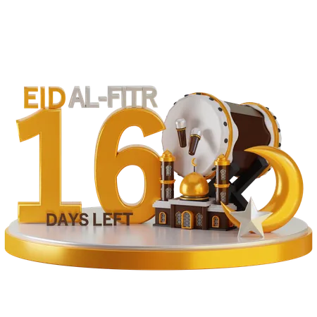 Eid Al Fitr 16 Days Left  3D Illustration