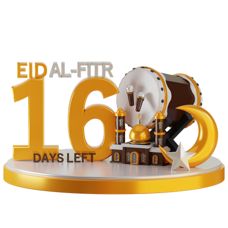 Eid al fitr faltam 16 dias  3D Illustration